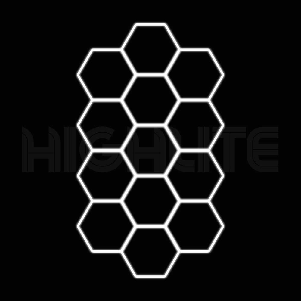 13-HEX Hexagon LED Garage Light – White Modular Grid | HIGHLITE by Lighthaus
