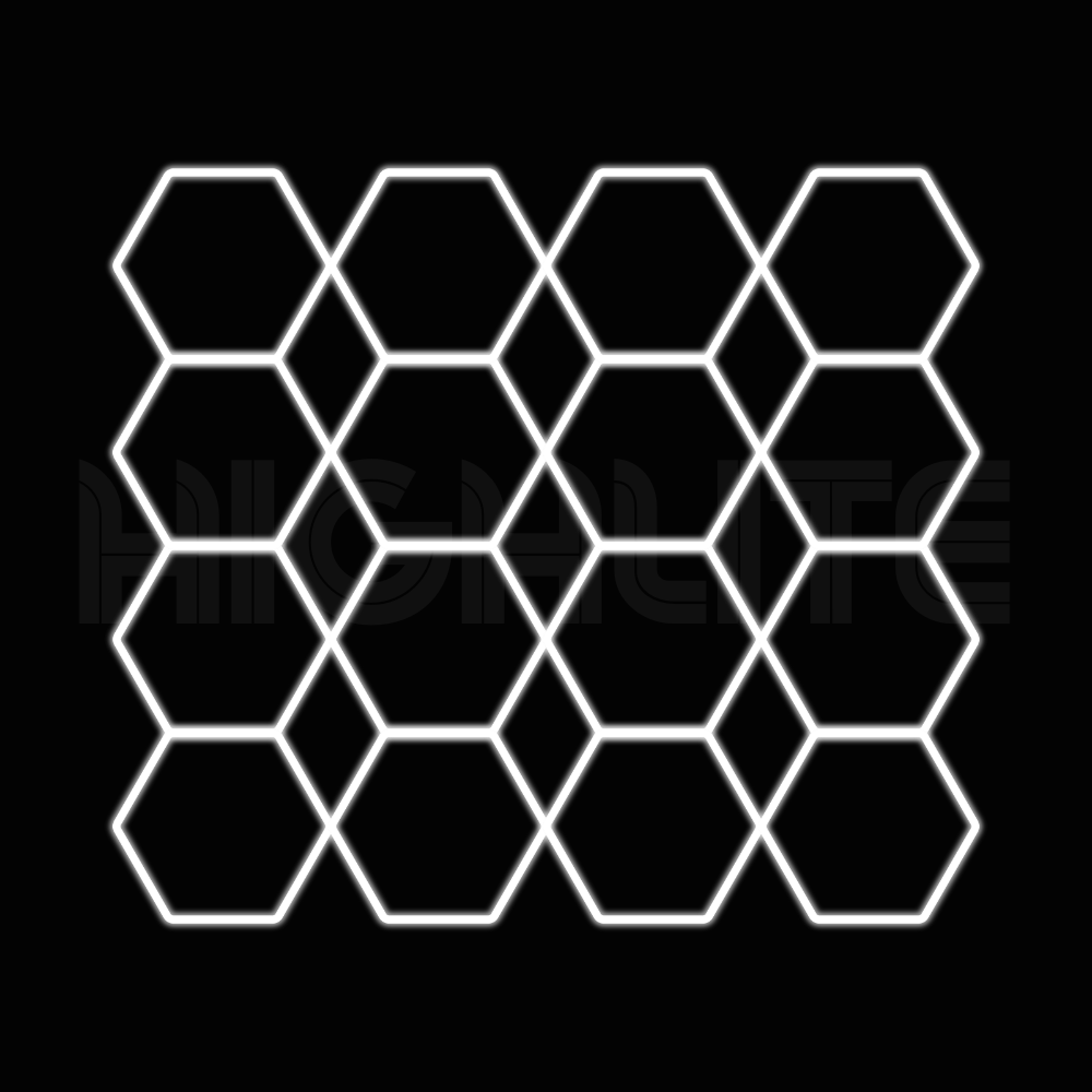 16-HEX Hexagon LED Garage Light – White Modular Grid | HIGHLITE by Lighthaus