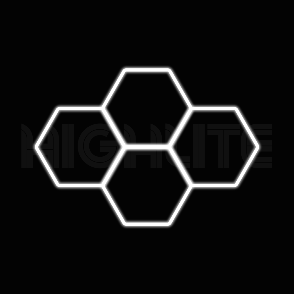 4-HEX Hexagon LED Garage Light – White Modular Grid | HIGHLITE by Lighthaus