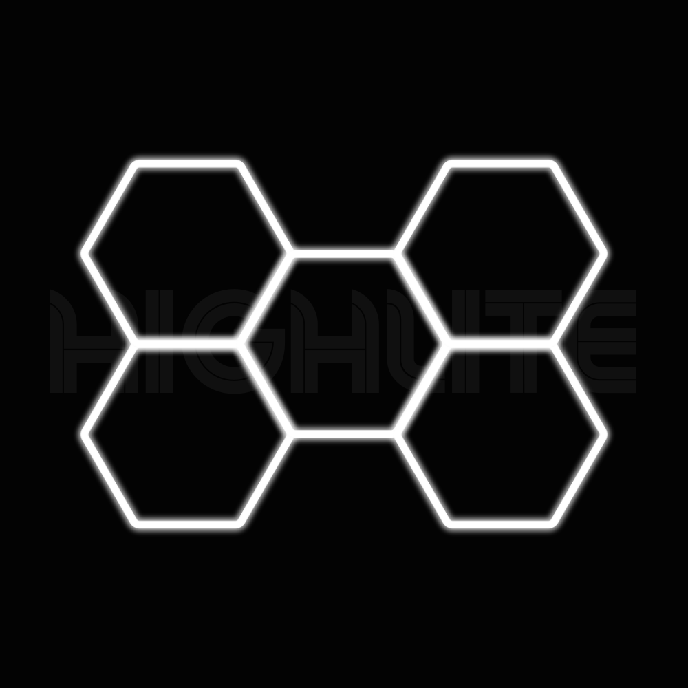 5-HEX Hexagon LED Garage Light – White Modular Grid | HIGHLITE by Lighthaus