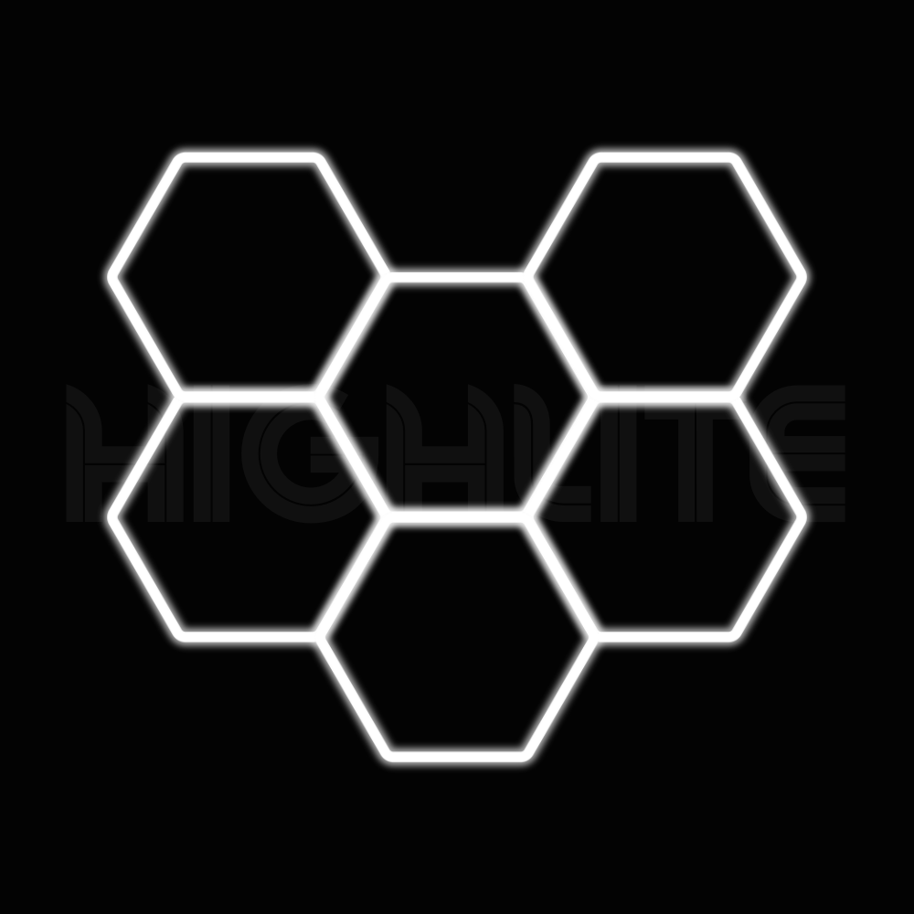 6-HEX Hexagon LED Garage Light – White Modular Grid | HIGHLITE by Lighthaus