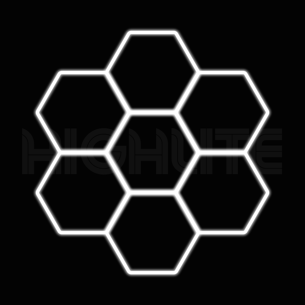 7-HEX Hexagon LED Garage Light – White Modular Grid | HIGHLITE by Lighthaus