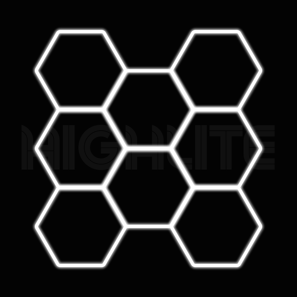 8-HEX Hexagon LED Garage Light – White Modular Grid | HIGHLITE by Lighthaus