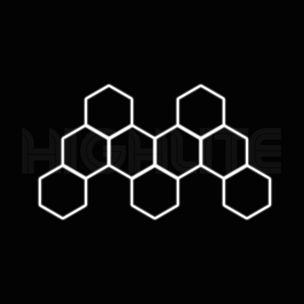 9-HEX Hexagon LED Garage Light – White Modular Grid | HIGHLITE by Lighthaus