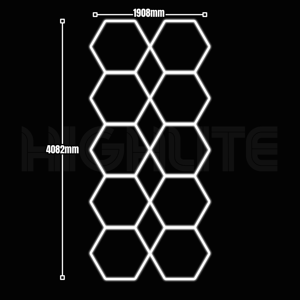 10-HEX Hexagon LED Garage Light – White Modular Grid | HIGHLITE by Lighthaus
