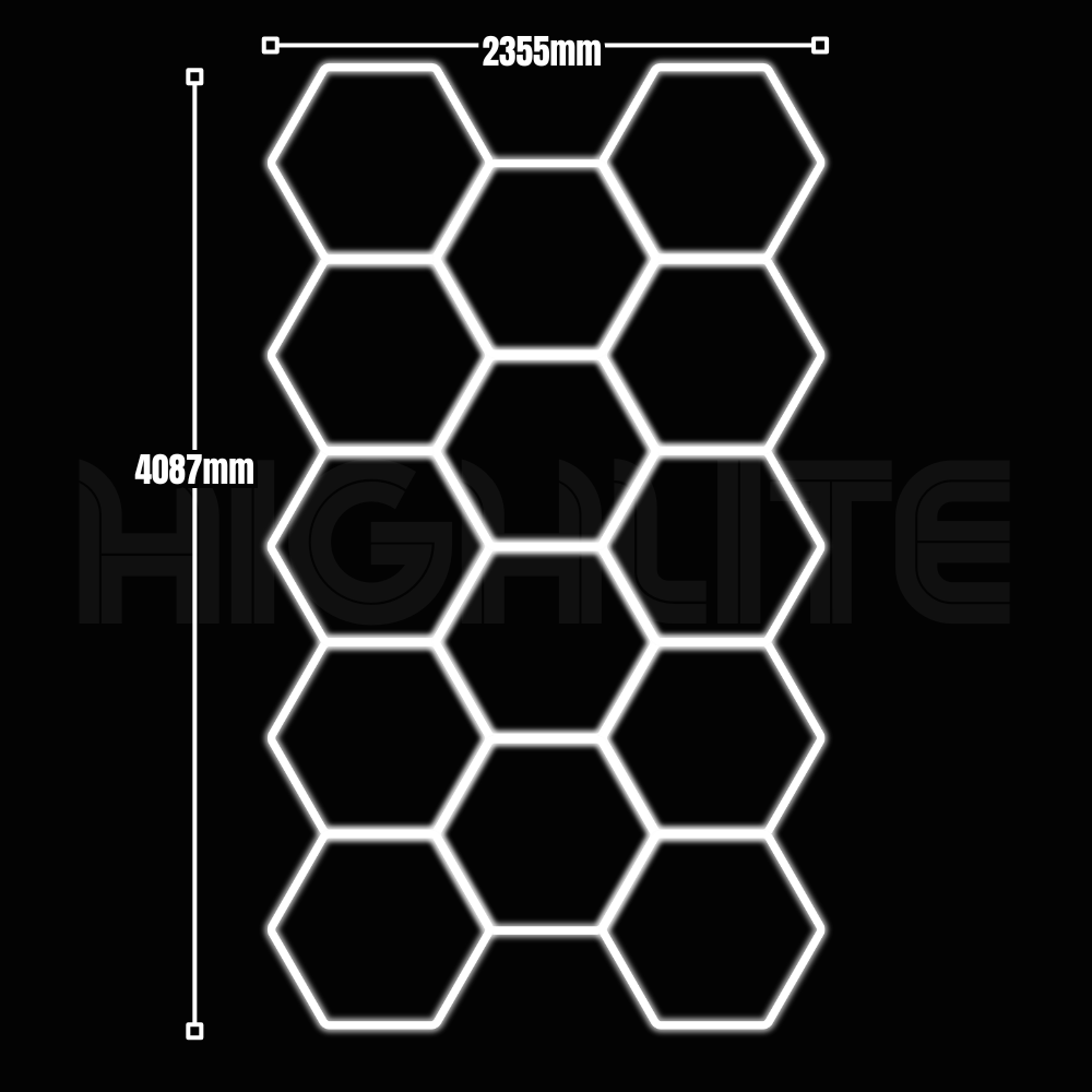 14-HEX Hexagon LED Garage Light – White Modular Grid | HIGHLITE by Lighthaus