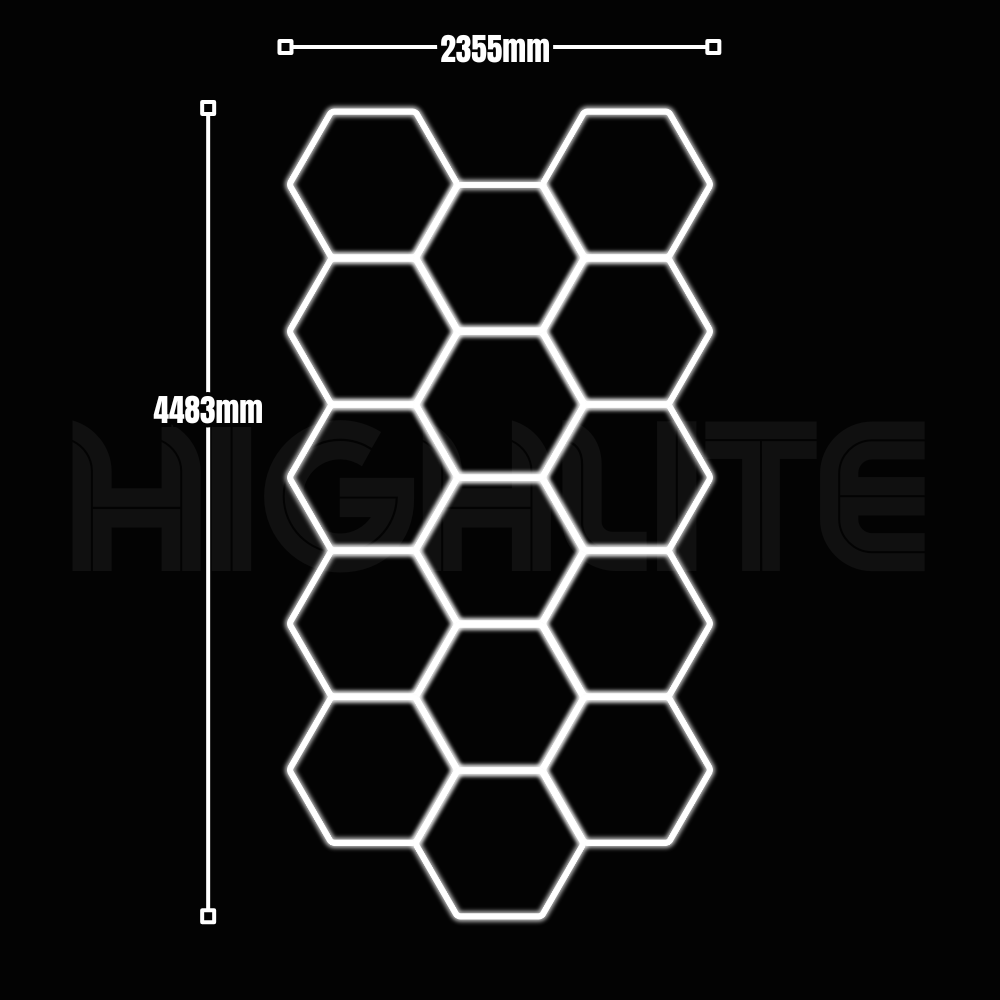 15-HEX Hexagon LED Garage Light – White Modular Grid | HIGHLITE by Lighthaus