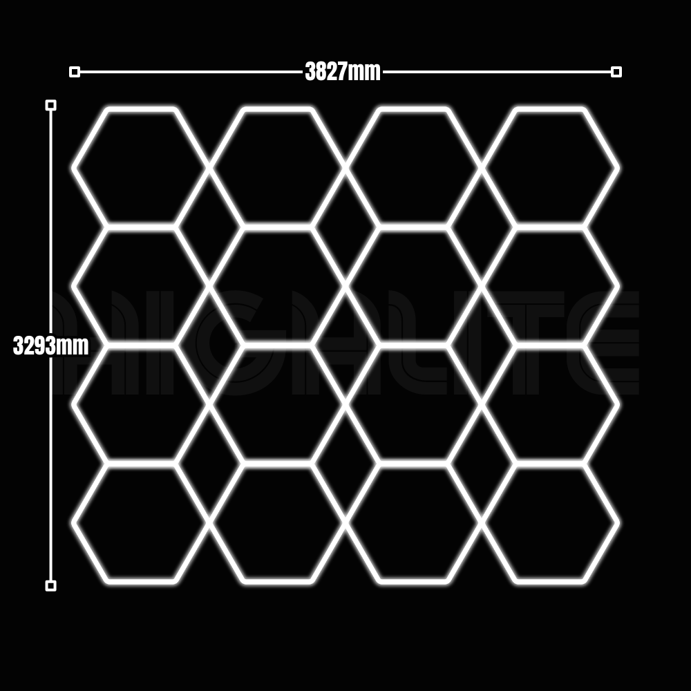 16-HEX Hexagon LED Garage Light – White Modular Grid | HIGHLITE by Lighthaus