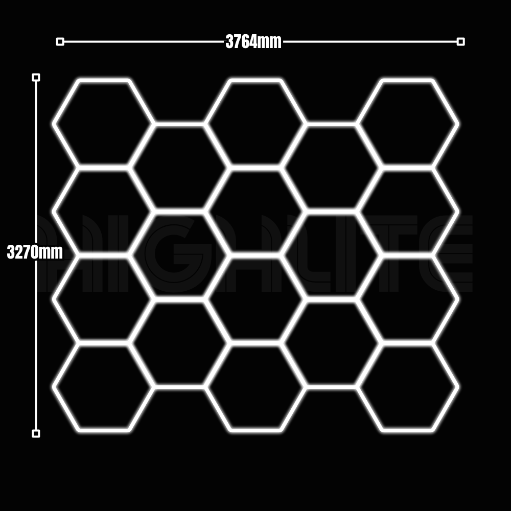 18-HEX Hexagon LED Garage Light – White Modular Grid | HIGHLITE by Lighthaus