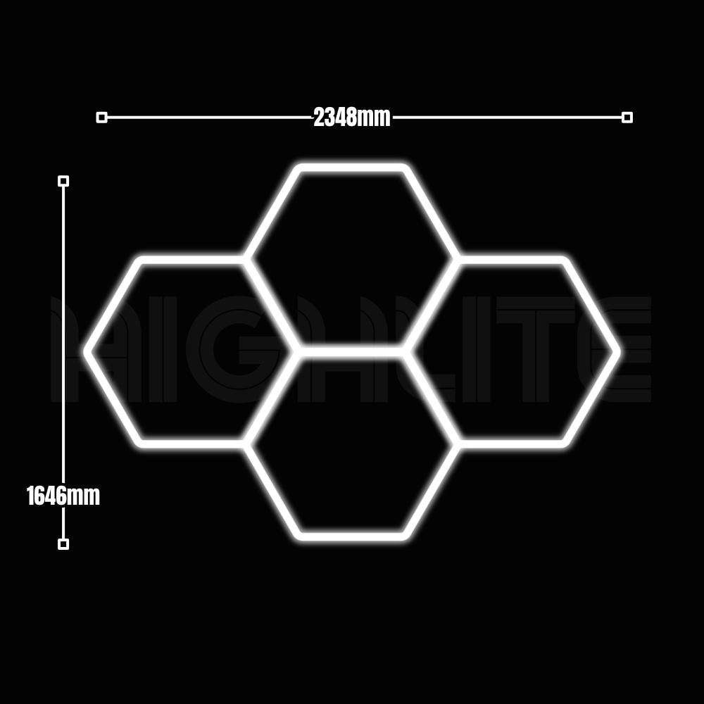 4-HEX Hexagon LED Garage Light – White Modular Grid | HIGHLITE by Lighthaus