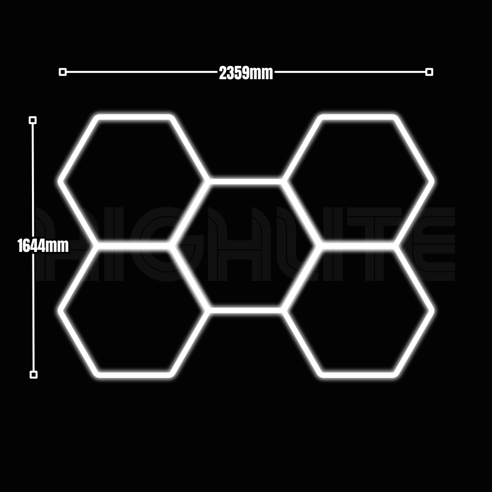 5-HEX Hexagon LED Garage Light – White Modular Grid | HIGHLITE by Lighthaus