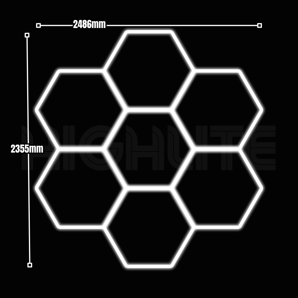 7-HEX Hexagon LED Garage Light – White Modular Grid | HIGHLITE by Lighthaus