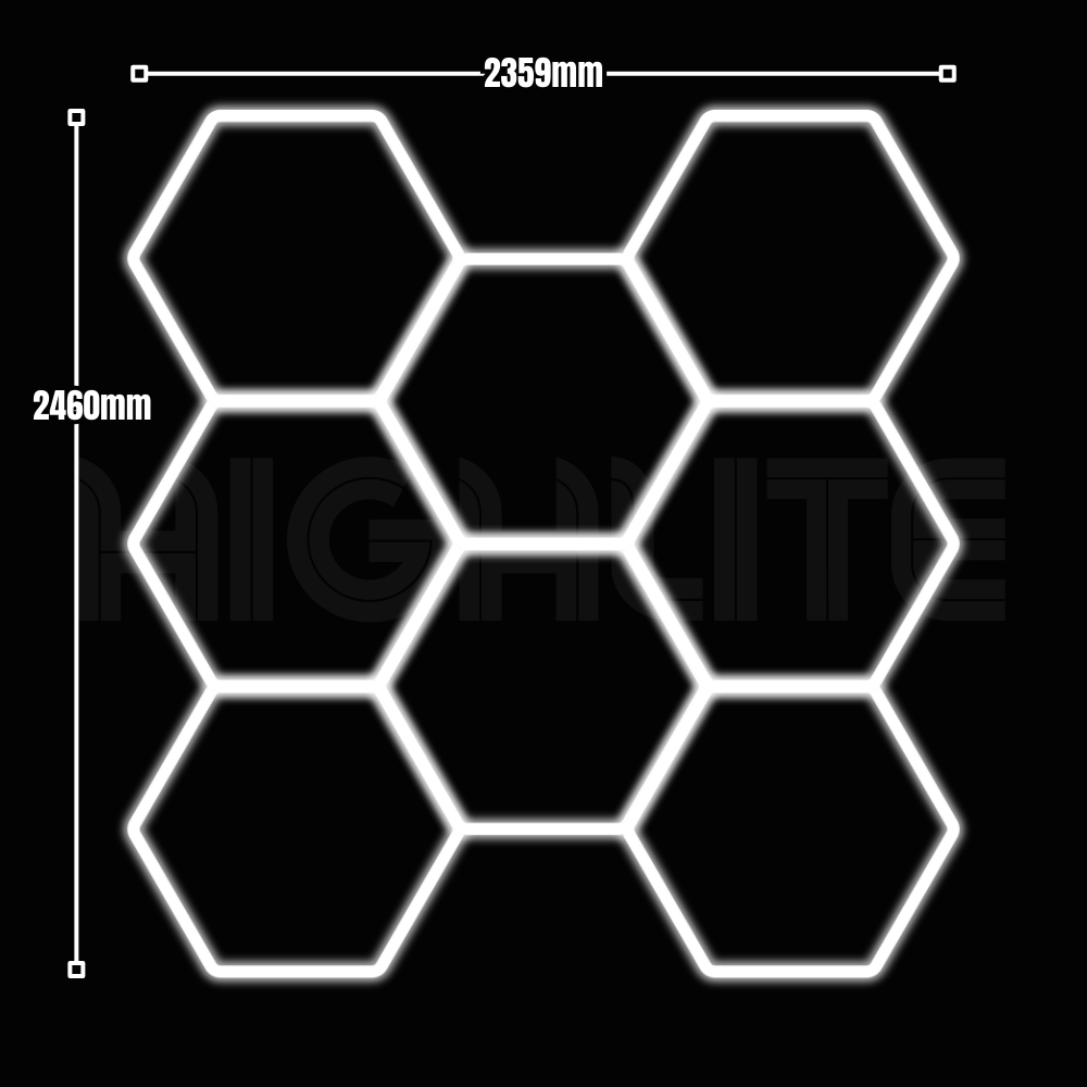 8-HEX Hexagon LED Garage Light – White Modular Grid | HIGHLITE by Lighthaus