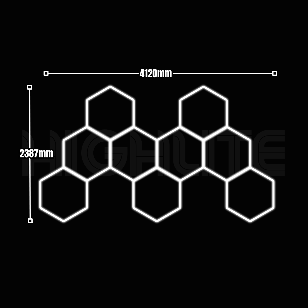 9-HEX Hexagon LED Garage Light – White Modular Grid | HIGHLITE by Lighthaus